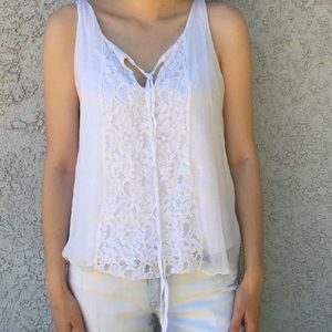 Keysha Italy 🇮🇹 White Lace Silk Dainty Blouse 👚